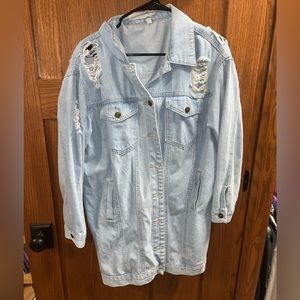 Distressed Denim Jacket Oversized